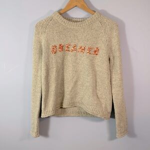 Madewell gray alpaca blend red white DREAMER knit crewneck sweater size xs